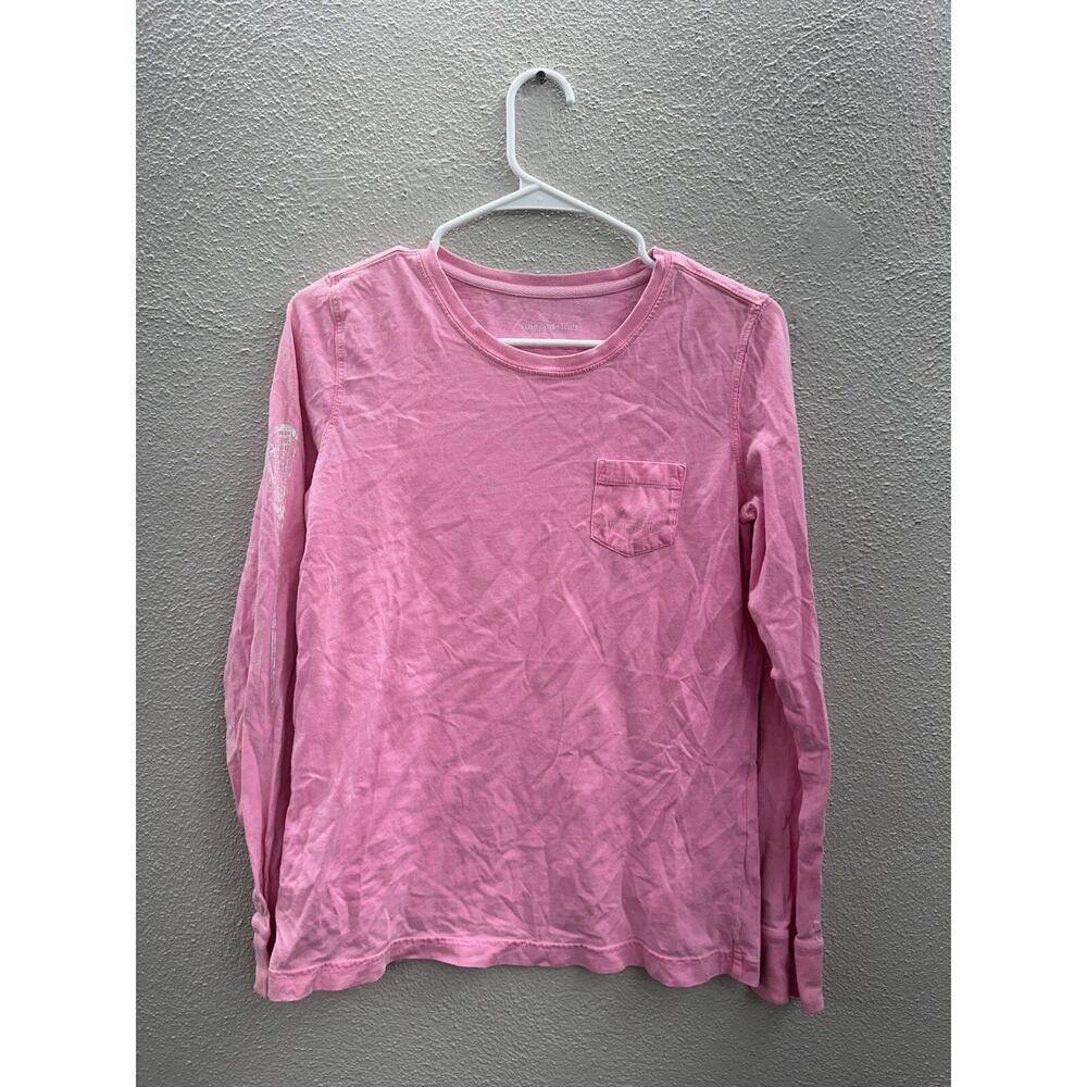 Vineyard Vines Womens Top Size Small Pink Long Sleeve Lacross Whale Decal
